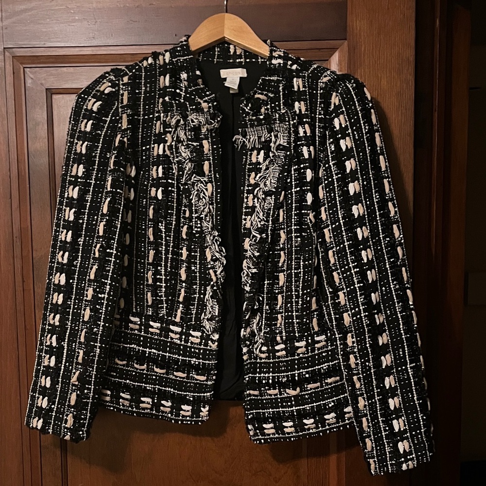 Chico's Black and Cream Textured Blazer
